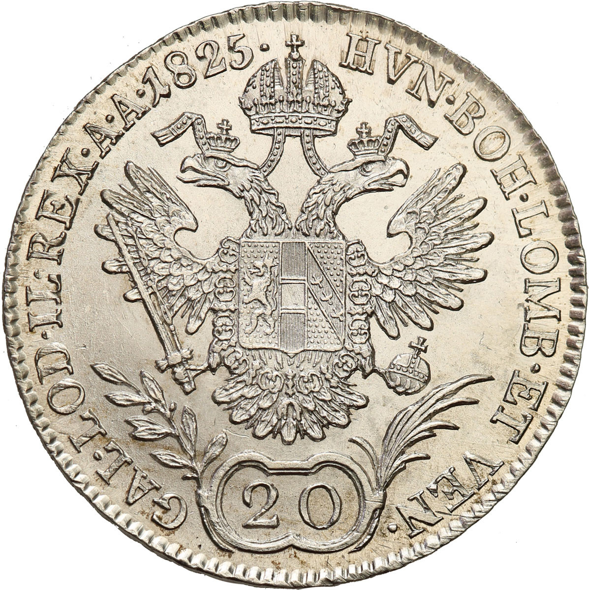 Austria, Franciszek II. 20 krajcarów 1825 A, Wiedeń